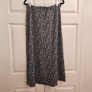 Villager Black and Blue Floral Maxi Skirt